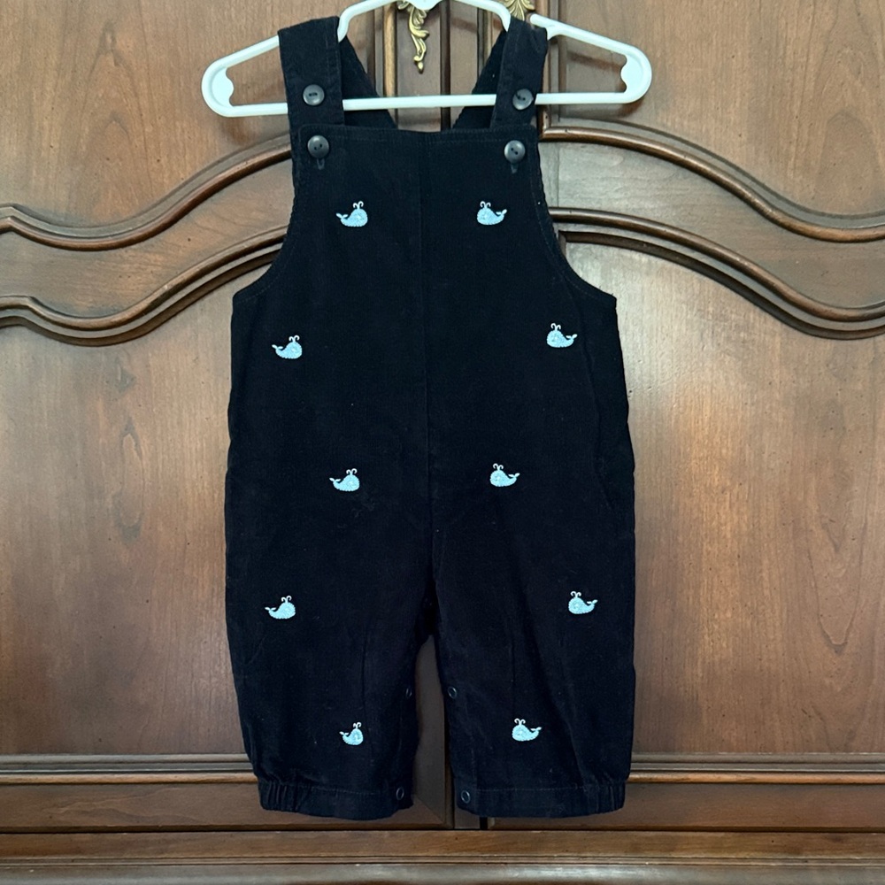 BABY LUIGI Whale Print Corduroy Overalls Size 9M